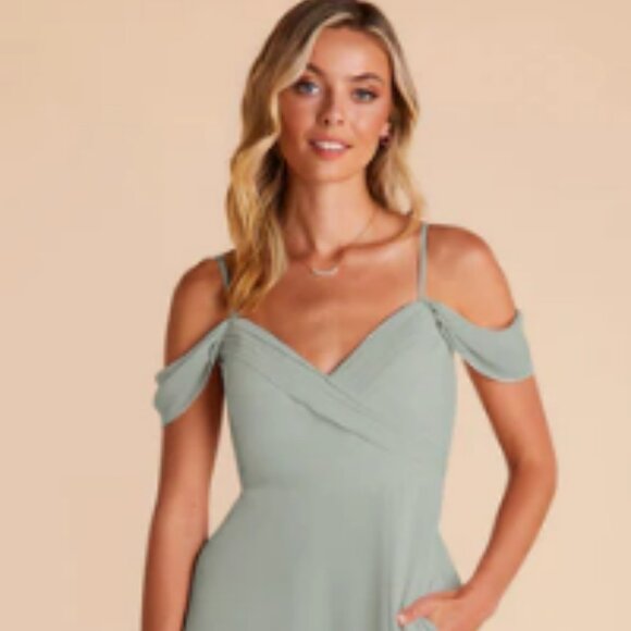 Bridesmaid Birdy Grey Chiffon Sage Spence Dress - Size M - Picture 1 of 6
